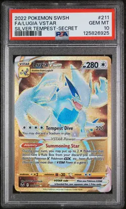 2022 POKEMON SWORD & SHIELD SILVER TEMPEST SECRET FULL ART/LUGIA VSTAR PSA 10 - Image 1