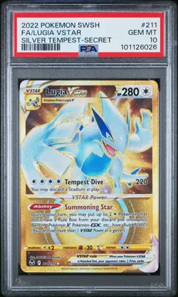 2022 POKEMON SWORD & SHIELD SILVER TEMPEST SECRET FULL ART/LUGIA VSTAR PSA 10 - Image 1