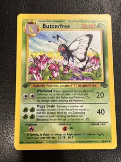 “d” Edition Error Butterfree 33/64 1st Edition Jungle Pokemon TCG Cards MP - Image 1