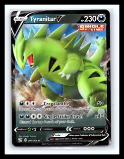 💥 Pokemon TCG Tyranitar v Full Art Holo Rare Alternate Card 097/163 - Image 1