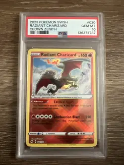 Pokemon TCG Radiant Charizard Crown Zenith Holo Card 020/159 PSA Gem Mint 10 - Image 1