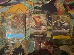 One Piece Card Game TS02 Tin Promo Bundle P073 P074 P075 Luffy Sabo Ace - Image 1