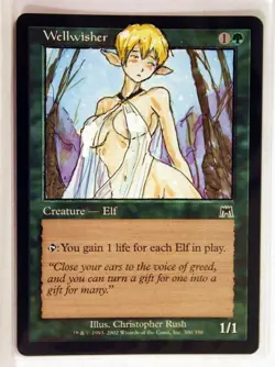 Wellwisher Altered Art Hand Painted MTG Magic the Gathering Anime Girl Elf - Image 1