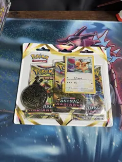 Pokemon TCG Sword & Shield Astral Radiance 3 Pack Blister Eevee Promo Charizard - Image 1