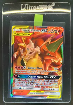 2019 Pokemon Sun & Moon Cosmic Eclipse Charizard Braixen Tag Team Holo #22/236 - Image 1