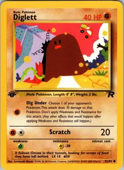 Diglett 52/82 Team Rocket Pokemon TCG NM First Edition - Image 1