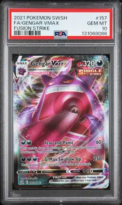 2021 POKEMON SWORD & SHIELD FUSION STRIKE #157 FULL ART/GENGAR VMAX PSA 10 - Image 1