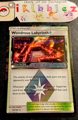 Wondrous Labyrinth Prism Star 158/181 NM Holo Rare Fairy Stadium Pokemon Card! - Image 1