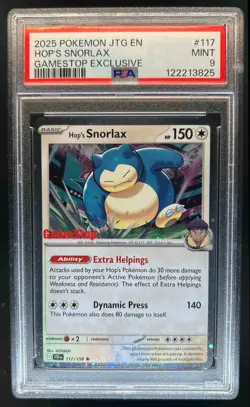 2025 Pokemon SV Hop's Snorlax Promo Cards GameStop Exclusive Stamp 117/159 PSA 9 - Image 1