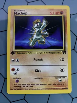 Machop - 59/82 - Team Rocket - 1st Edition - Vintage WOTC era Pokemon Card - Image 1