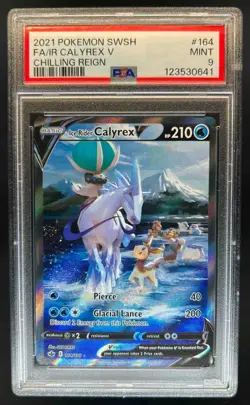 2021 Pokemon SWSH Chilling Reign Ice Rider Calyrex V #164/198 PSA 9 - Image 1
