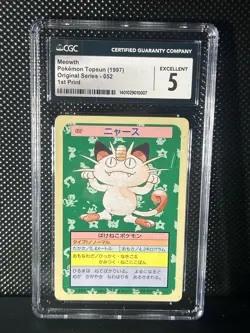 1997 Pokemon Topsun Original Series Blue Back Meowth #052 CGC 5 - Image 1