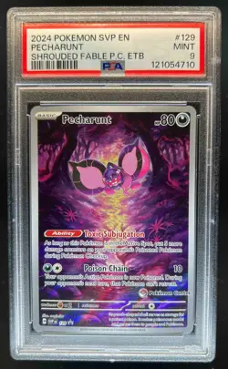 2023-25 Pokemon SV Black Star Promos Pecharunt Center Stamp VAR #129b PSA 9 - Image 1