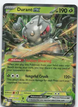 Durant ex - 004/191 Double Rare Holo SV08: Surging Sparks NM Pokemon - Image 1