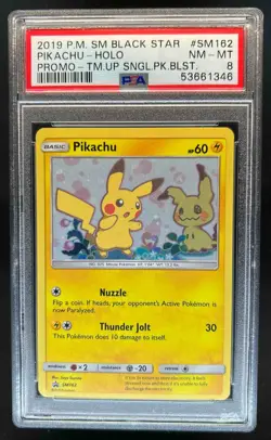 2016-19 Pokemon SM Black Star Promos Pikachu #SM162 PSA 8 - Image 1