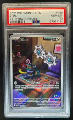 2025 Pokemon SV Black Bolt Klink Illustration Rare #139/086 PSA 10 - Image 1