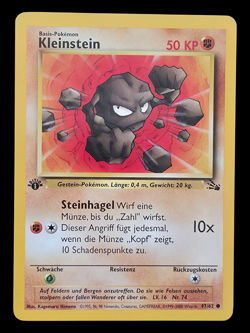 1. Edition Kleinstein 47/62 Fossil Deutsch Vintage Pokemon Karten - Image 1