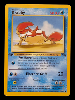 1. Edition Krabby 51/62 Fossil Deutsch Vintage Pokemon Karten - Image 1