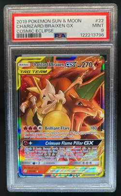 2019 Pokemon Cosmic Eclipse Charizard Braixen GX #22/236 PSA 9 - Image 1