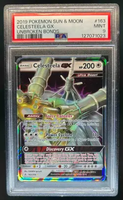 2019 Pokemon Sun & Moon Unbroken Bonds Celesteela Holo #163/214 PSA 9 - Image 1