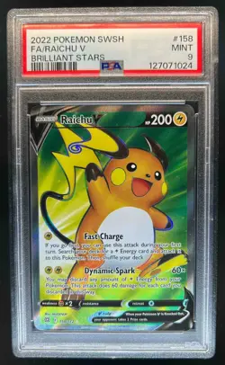 2022 Pokemon SWSH Brilliant Stars Raichu V #158/172 PSA 9 - Image 1