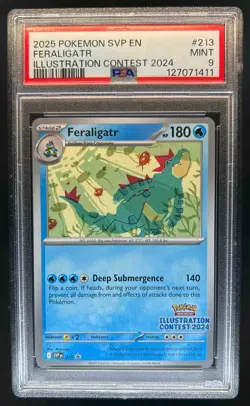 2023-25 Pokemon SV Black Star Promos Feraligatr Illustration Contest #213 PSA 9 - Image 1