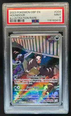 2023 Pokemon SV Obsidian Flames OBF EN Houndour #204/197 PSA 9 - Image 1
