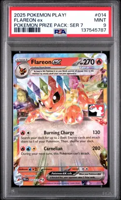 2025 POKEMON PLAY! POKEMON PRIZE PACK: SERIES 7 #014 FLAREON EX PSA 9 - Image 1