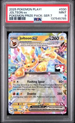 2025 POKEMON PLAY! POKEMON PRIZE PACK: SERIES 7 #030 JOLTEON EX PSA 9 - Image 1