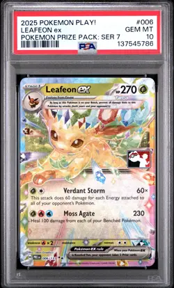 2025 POKEMON PLAY! POKEMON PRIZE PACK: SERIES 7 #006 LEAFEON EX PSA 10 - Image 1