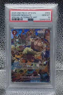 2025 ONE PIECE OP10-ROYAL BLOOD SPECIAL ALTERNATE ART #002 EDWARD NEWGATE PSA 10 - Image 1