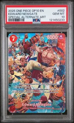 2025 ONE PIECE EDWARD NEWGATE OP10-002 PSA 10 SPECIAL ALTERNATE ART ROYAL BLOOD - Image 1