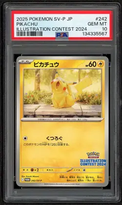 2025 POKEMON JPN SV-P PROMO ILLUSTRATION CONTEST 2024 #242 PIKACHU PSA 10 GEM - Image 1