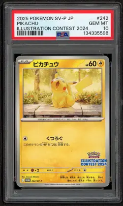 2025 POKEMON JPN SV-P PROMO ILLUSTRATION CONTEST 2024 #242 PIKACHU PSA 10 GEM - Image 1