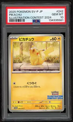 2025 POKEMON JPN SV-P PROMO ILLUSTRATION CONTEST 2024 #242 PIKACHU PSA 10 GEM - Image 1