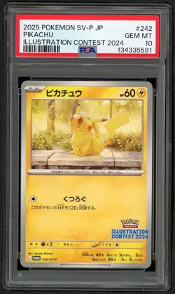 2025 POKEMON JPN SV-P PROMO ILLUSTRATION CONTEST 2024 #242 PIKACHU PSA 10 GEM - Image 1