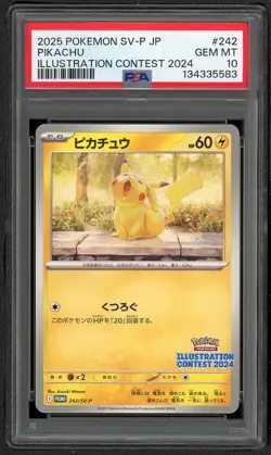 2025 POKEMON JPN SV-P PROMO ILLUSTRATION CONTEST 2024 #242 PIKACHU PSA 10 GEM - Image 1