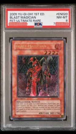YU-GI-OH! 2005 BLAST MAGICIAN 1ST EDITION FET-EN020 ULTIMATE RARE PSA NM-MT - Image 1