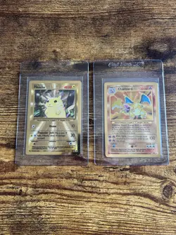 Pokemon Celebrations Gold Metal Charizard & Pikachu Cards 25th Anniversary Set - Image 1