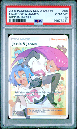 Pokemon Jesse & James Full Art Trainer Card 68/68 Hidden Fates PSA 10 Gem Mint - Image 1