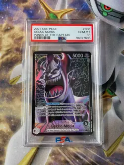 Gecko Moria PSA 10 GEM MT Alt Art Leader One Piece Card Game English OP06-080 - Image 1