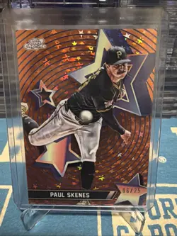2025 Topps Chrome Cosmic #SF-25 Paul Skenes Starfractor Orange /25 SSP Case Hit - Image 1