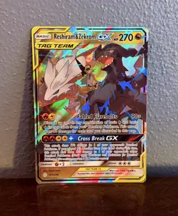 Pokemon TCG Sun & Moon Cosmic Eclipse Reshiram & Zekrom GX Tag Team Card 157/236 - Image 1