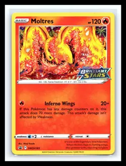 💥 Moltres SWSH185 Pokemon Sword & Shield Promo PreRelease Holo Brilliant Stars - Image 1