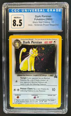 1999 Pokemon Wizards Black Star Promos Dark Persian #17 CGC 8.5 - Image 1