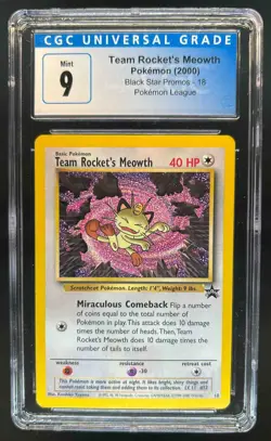 1999 Pokemon Wizards Black Star Promos Team Rocket's Meowth #18 CGC 9 - Image 1