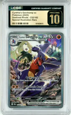 CGC Pristine 10 Pokemon Cynthia's Garchomp ex 232/182 Sv10: Destined Rivals Holo - Image 1
