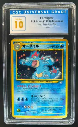 1999 Pokemon Japanese Neo Premium File Feraligatr Holo #160 CGC 10 Pristine - Image 1