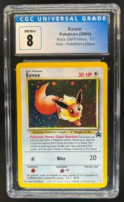 1999 Pokemon Wizards Black Star Promos Eevee #11 CGC 8 - Image 1