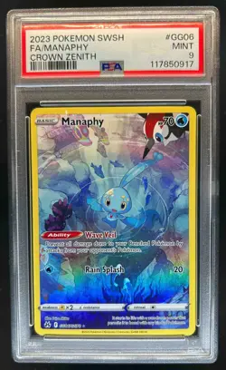 2023 Pokemon SWSH Crown Zenith Manaphy Galarian Gallery #GG06/GG70 PSA 9 - Image 1